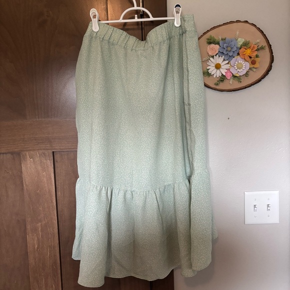 Women's LC Lauren Conrad Midi Wrap Skirt Mint White Pattern Size XL - Picture 5 of 8